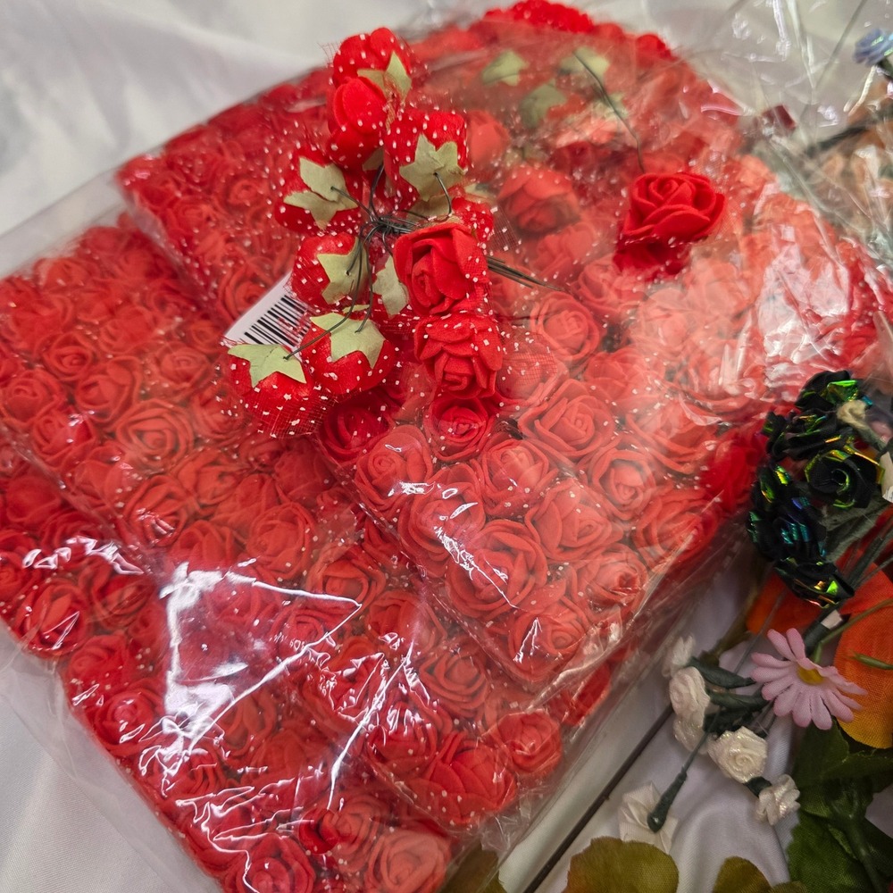 Bulk Lot Artificial Flowers Foam Roses Silk Sunflowers DIY Craft Wedding Decor - Picture 15 of 16
